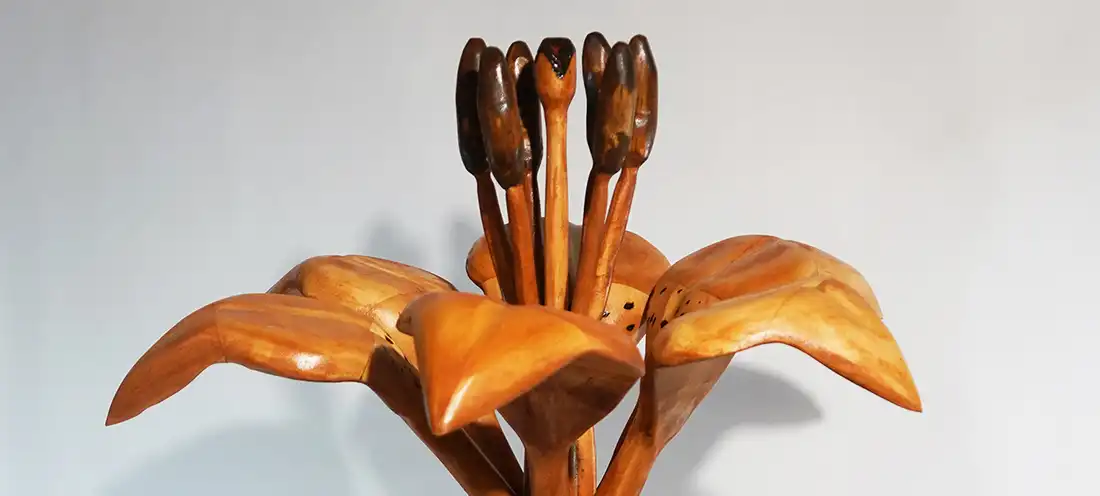 sculpture titled 'Wood Lily Wood' by LeeAnn Skinner