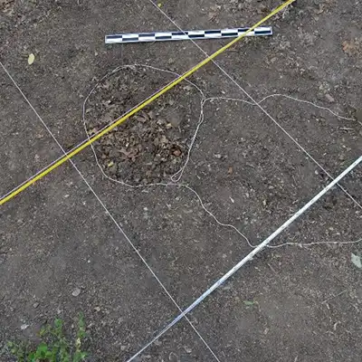 archeology site closeup of ground analysis